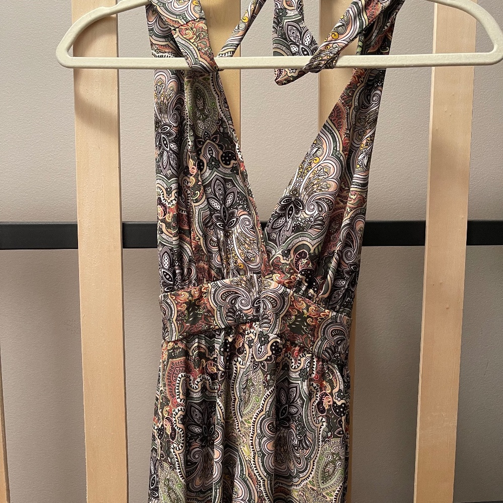 Green open back sun dress